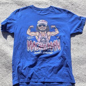 WWF Macho Man Randy Savage Attitude Era Blue Wrestling T-Shirt No Tag